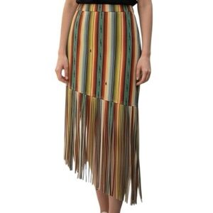 Faux Suede Southwest Asymmetrical Fringed Skirt